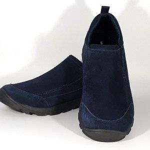 Lands' End Navy Suede Slip on Moc Casual shoes Sz Wmns 5M NWOT